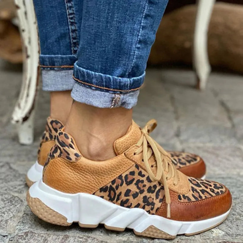 Crissa – Zapatillas cómodas con estampado leopardo